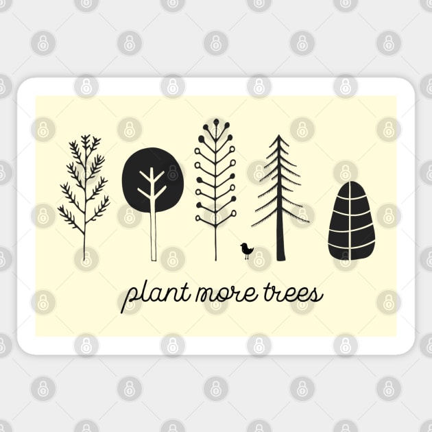 Love your planet: Plant more trees + bird (black text) Sticker by Ofeefee